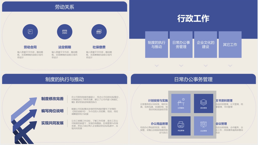 企业行政人事部年终工作总结来年计划PPT模板