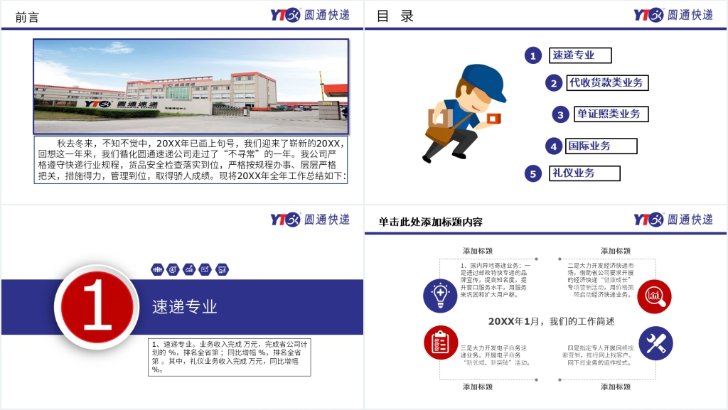 圆通快递通用年终总结PPT模板 圆通快递通用年终总结PPT模板