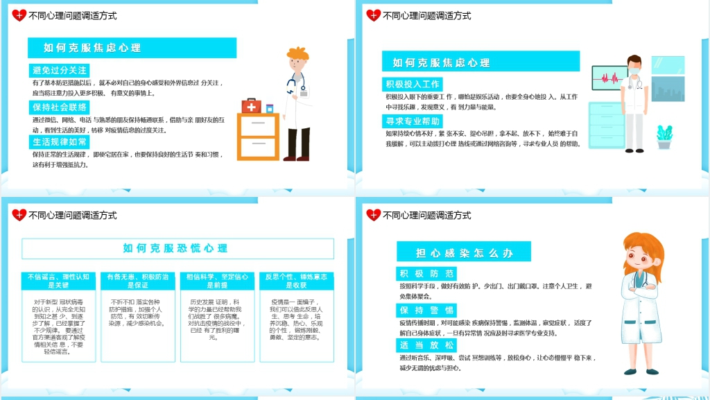 卡通风抗击疫情心理调适指南动态PPT模板 卡通风抗击疫情心理调适指南动态PPT模板