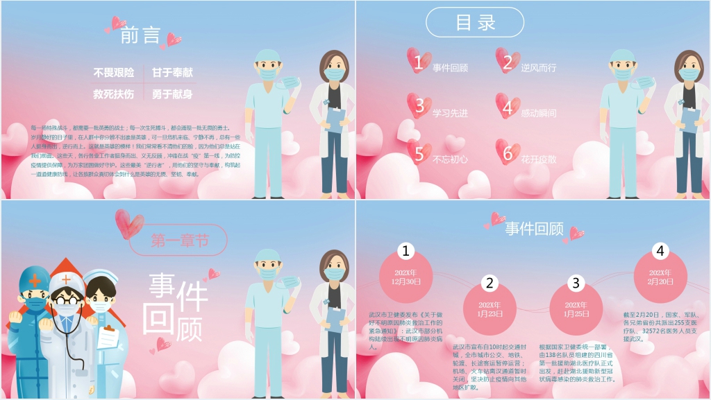 卡通风的致敬疫情最美逆行者PPT模板 卡通风的致敬疫情最美逆行者PPT模板