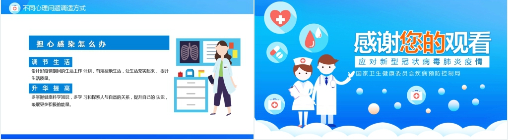 卡通风新冠状病毒心理调适指南PPT模板