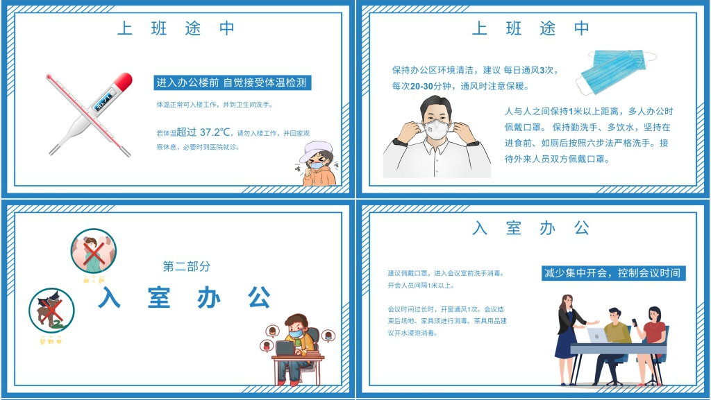 卡通风疫情期间企业复工员工须知PPT模板 卡通风疫情期间企业复工员工须知PPT模板