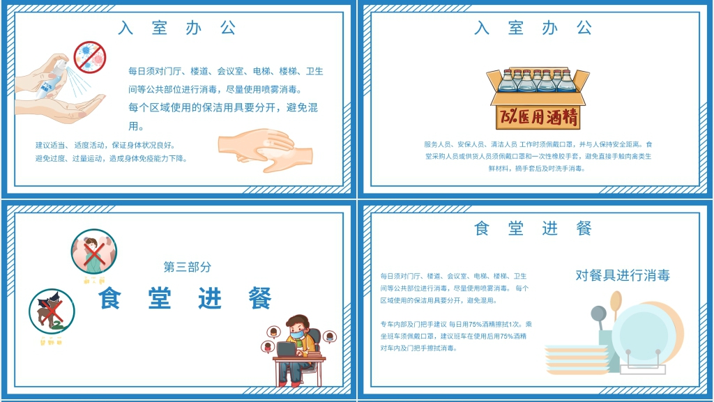 卡通风疫情期间企业复工员工须知PPT模板 卡通风疫情期间企业复工员工须知PPT模板
