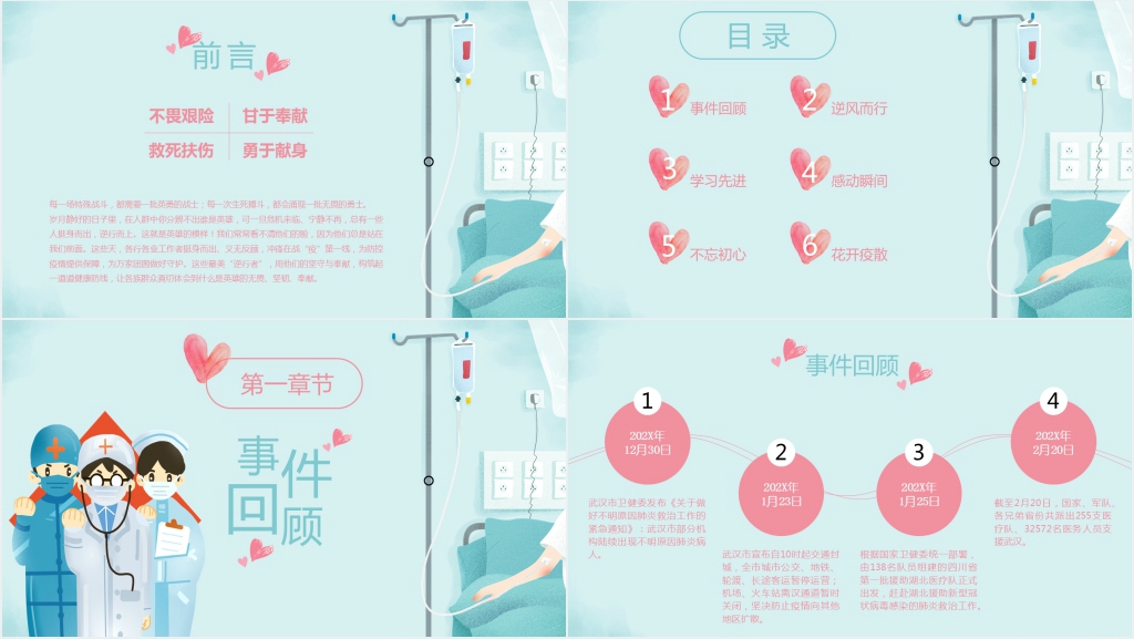 小清新致敬疫线最美逆行者PPT模板 小清新致敬疫线最美逆行者PPT模板