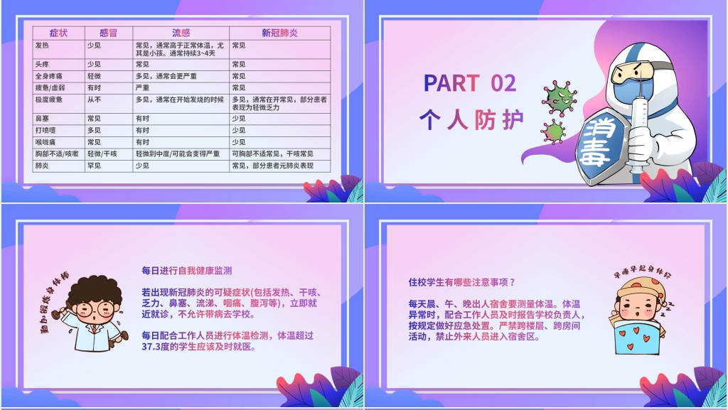 卡通风学生篇开学防疫知识教育PPT课件 卡通风学生篇开学防疫知识教育PPT课件