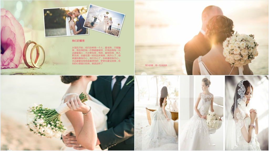 浪漫玫瑰爱心婚礼相册PPT模板 浪漫玫瑰爱心婚礼相册PPT模板
