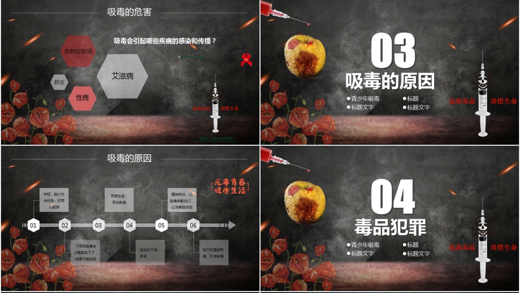 禁毒宣传进学校主题PPT模板 禁毒宣传进学校主题PPT模板
