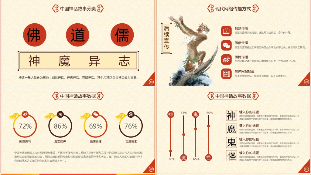 中国故事神话传统PPT模板 中国故事神话传统PPT模板