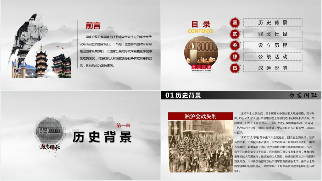 大屠杀死难者国家公祭日PPT模板 大屠杀死难者国家公祭日PPT模板