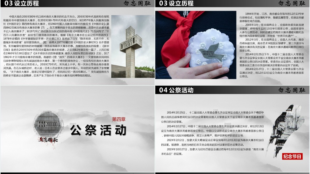 大屠杀死难者国家公祭日PPT模板 大屠杀死难者国家公祭日PPT模板