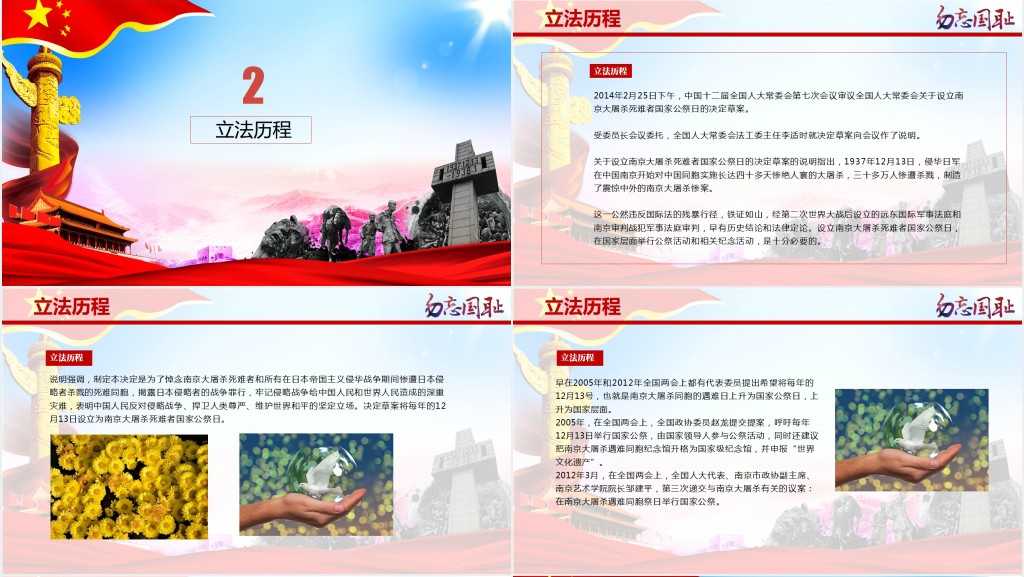 党政风国家公祭日勿忘国耻主题PPT模板 党政风国家公祭日勿忘国耻主题PPT模板