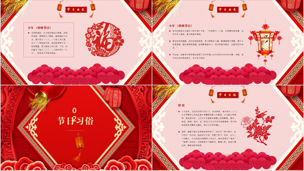 春节传统习俗小年介绍PPT模板 春节传统习俗小年介绍PPT模板