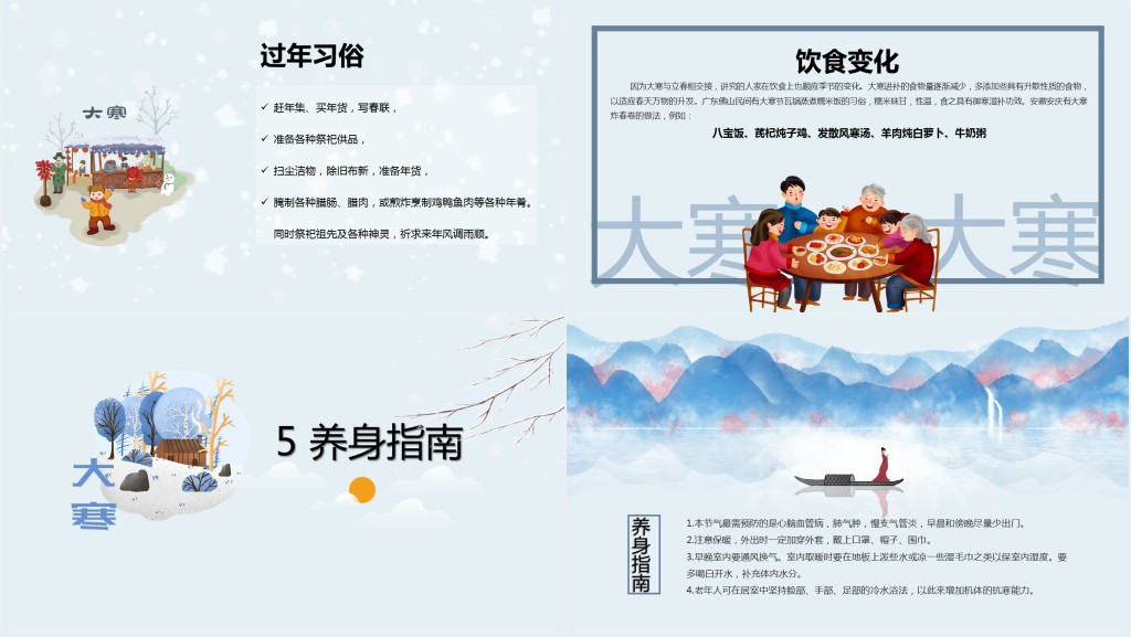 大寒节气的特点和风俗PPT模板 大寒节气的特点和风俗PPT模板