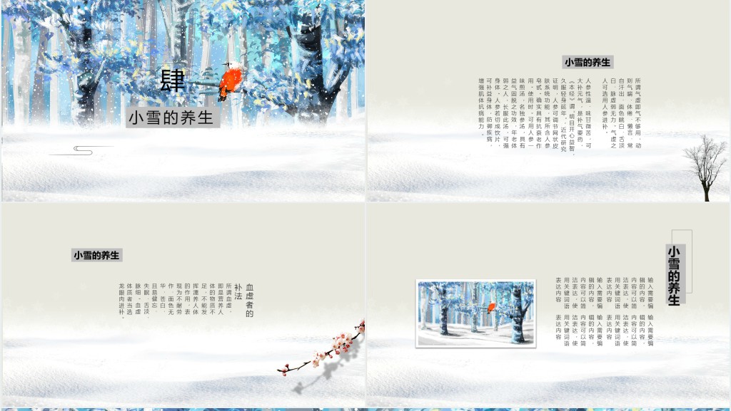 简约24节气小雪节气介绍PPT模板 简约24节气小雪节气介绍PPT模板