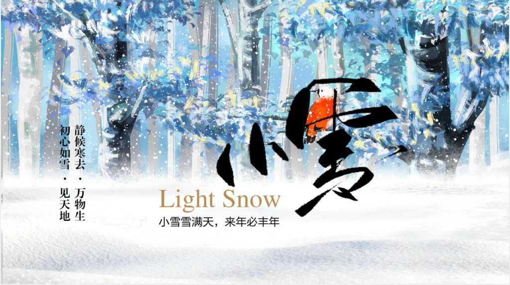 简约24节气小雪节气介绍PPT模板 简约24节气小雪节气介绍PPT模板