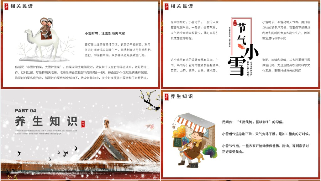 小雪节气简洁介绍PPT模板 小雪节气简洁介绍PPT模板