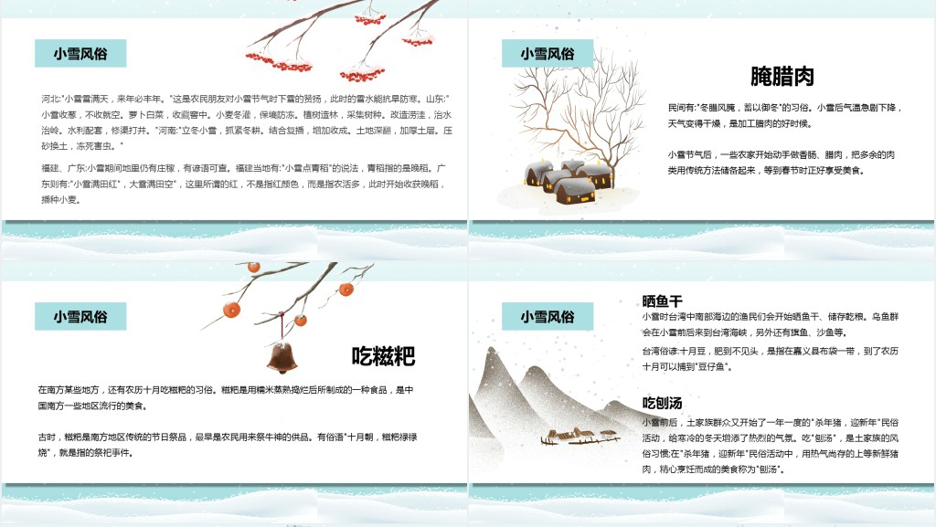 小雪节气的主题介绍PPT模板 小雪节气的主题介绍PPT模板