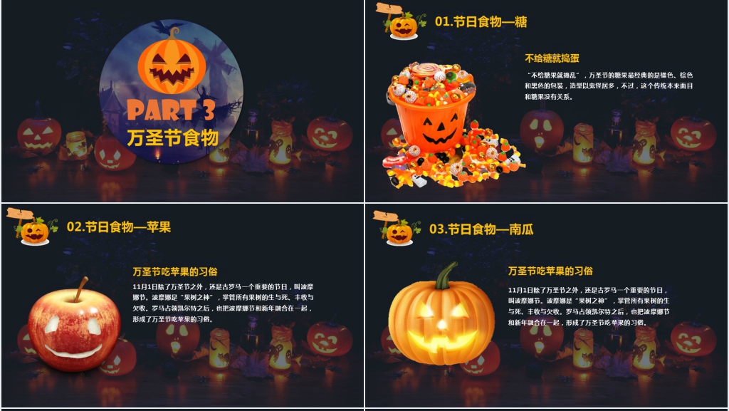 西方节日万圣节资料介绍PPT模板 西方节日万圣节资料介绍PPT模板