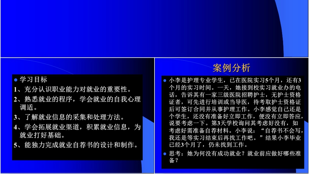 护理职业学院就业点准备及分析PPT范文 护理职业学院就业点准备及分析PPT范文