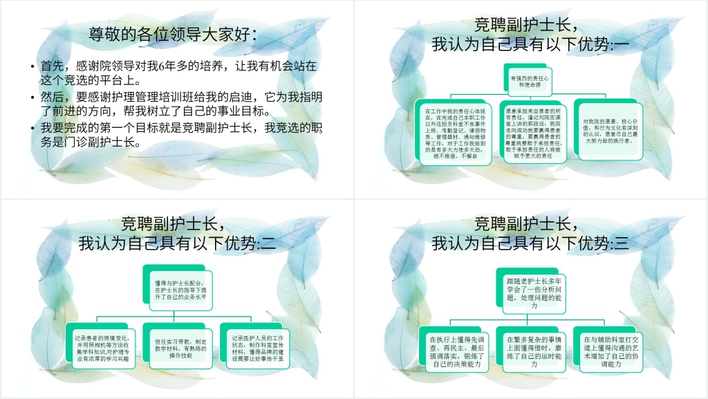 医院门诊部副护士长竞聘PPT模板 医院门诊部副护士长竞聘PPT模板