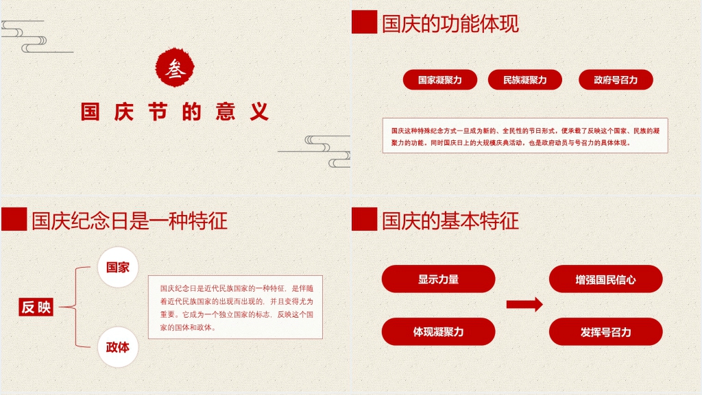 党政风国庆节历史介绍主题活动PPT模板 党政风国庆节历史介绍主题活动PPT模板