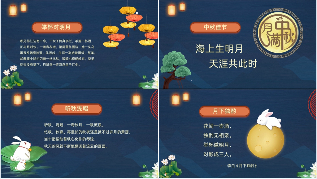 祝福领导中秋节快乐贺词PPT模板