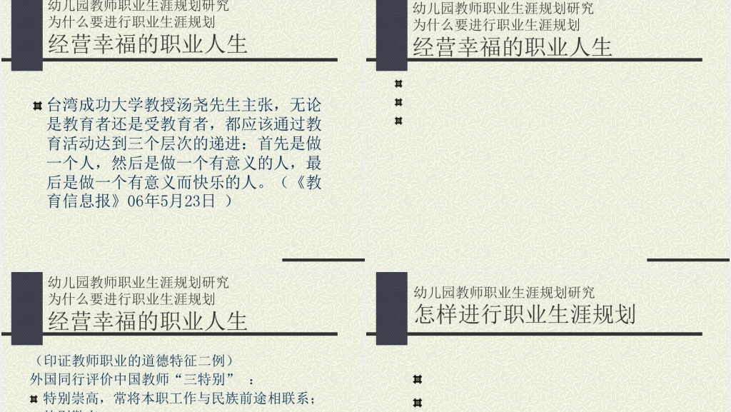 幼儿园教师职业生涯规划研究PPT课件 幼儿园教师职业生涯规划研究PPT课件