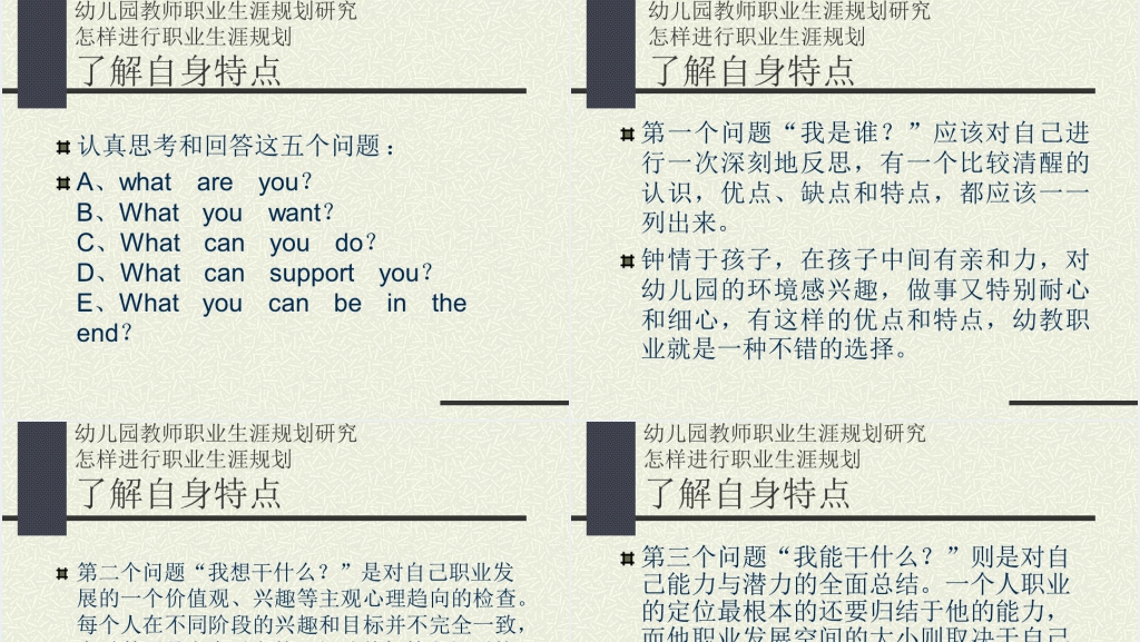 幼儿园教师职业生涯规划研究PPT课件 幼儿园教师职业生涯规划研究PPT课件
