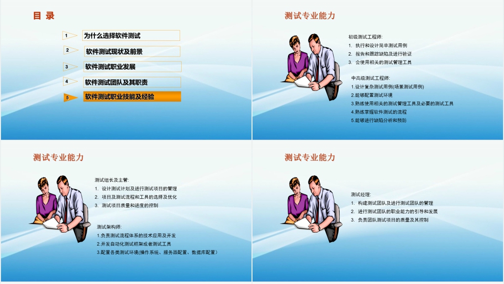软件测试工程师职业生涯规划PPT范文 软件测试工程师职业生涯规划PPT范文
