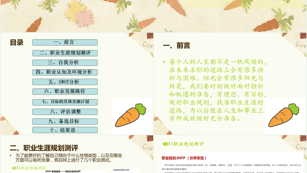 幼师生职业生涯规划内容PPT范文 幼师生职业生涯规划内容PPT范文