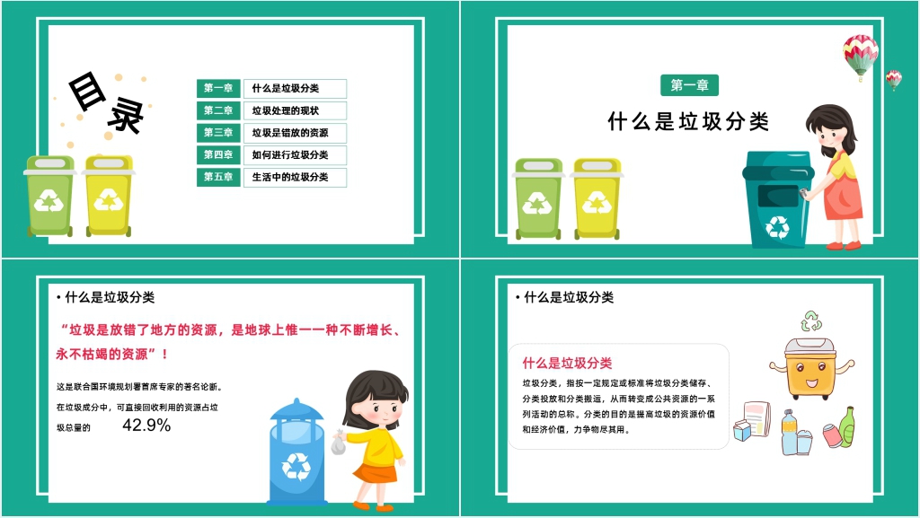 垃圾分类的目的和意义PPT模板 垃圾分类的目的和意义PPT模板