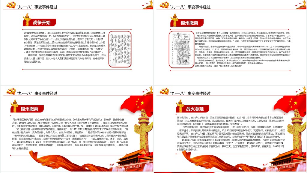 国耻纪念日九一八事变主题PPT 国耻纪念日九一八事变主题PPT