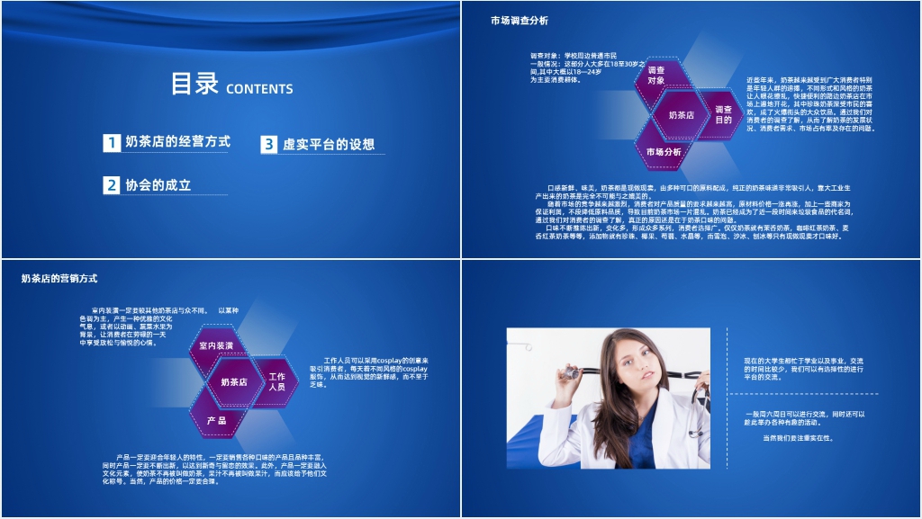 校园奶茶店经营创业计划书PPT模板