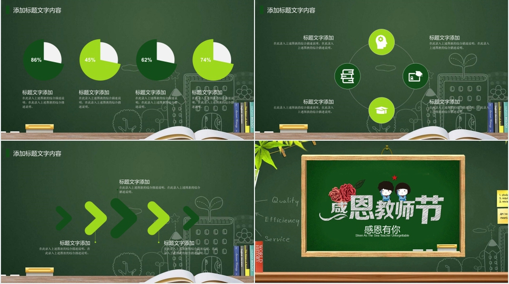 创意绿色黑板粉笔字教师节PPT模板 创意绿色黑板粉笔字教师节PPT模板