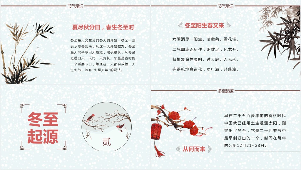 冬至节气来历及特点介绍PPT模板