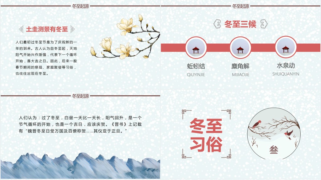 冬至节气来历及特点介绍PPT模板
