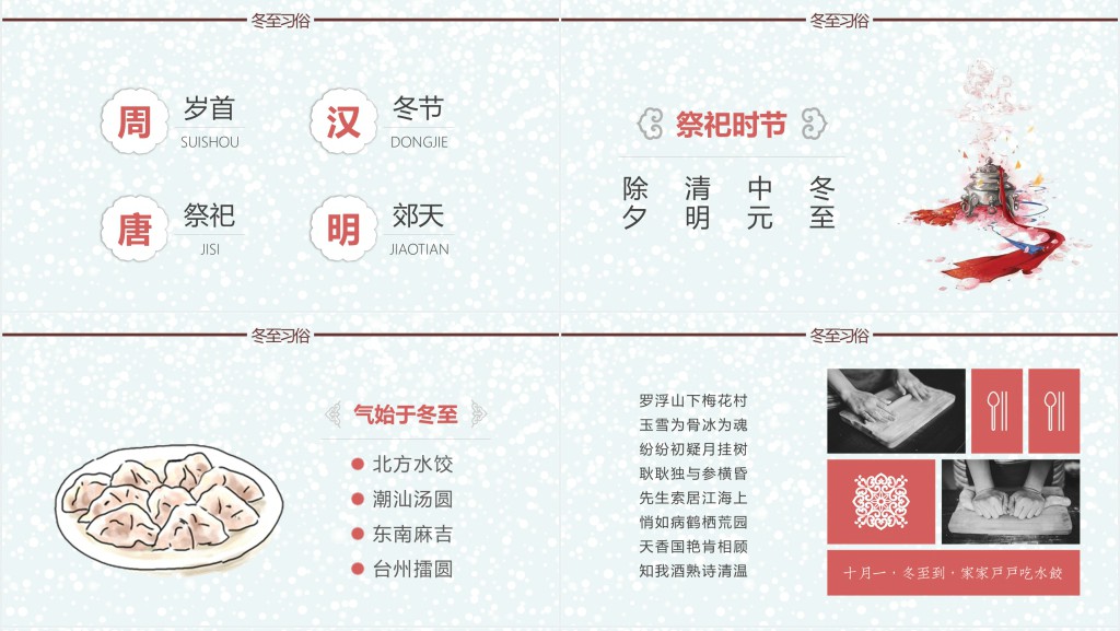 冬至节气来历及特点介绍PPT模板