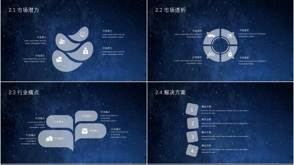 星空背景招商加盟商业计划书PPT模板 星空背景招商加盟商业计划书PPT模板