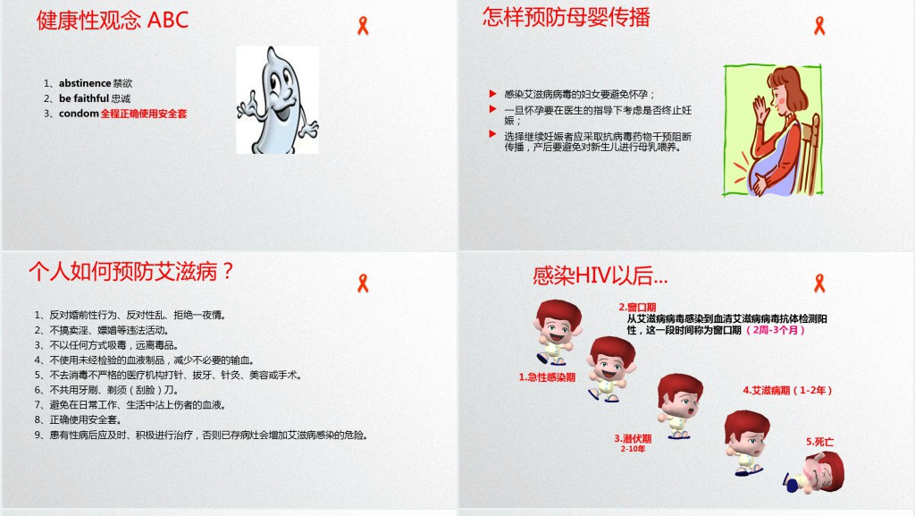 如何科学预防艾滋病宣传PPT模板 如何科学预防艾滋病宣传PPT模板