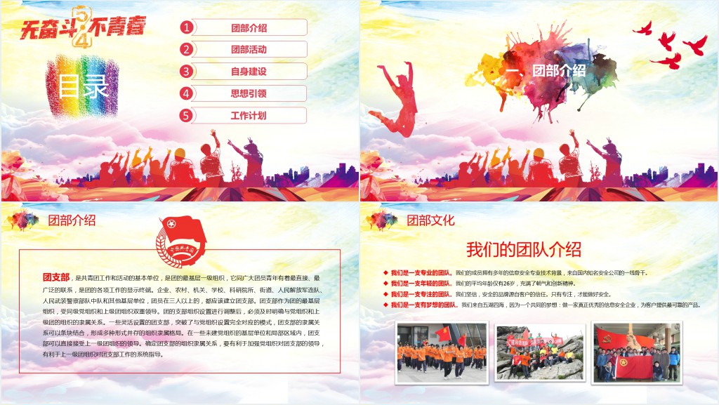 中国共青团个人总结PPT模板
