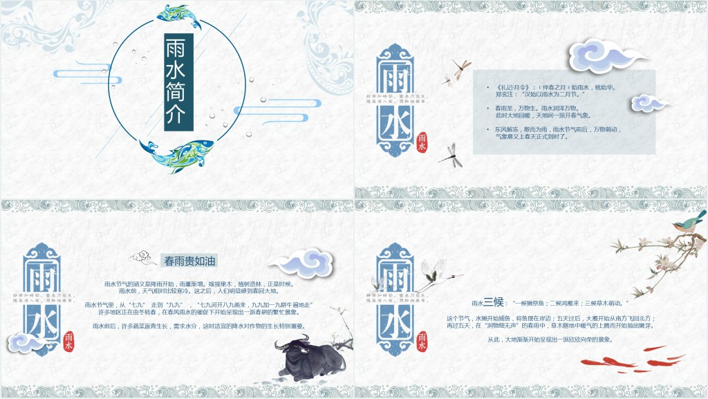 雨水节气的相关习俗PPT模板 雨水节气的相关习俗PPT模板