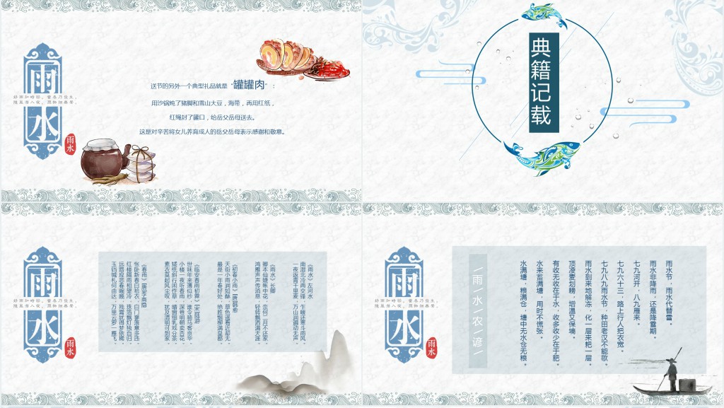 雨水节气的相关习俗PPT模板 雨水节气的相关习俗PPT模板