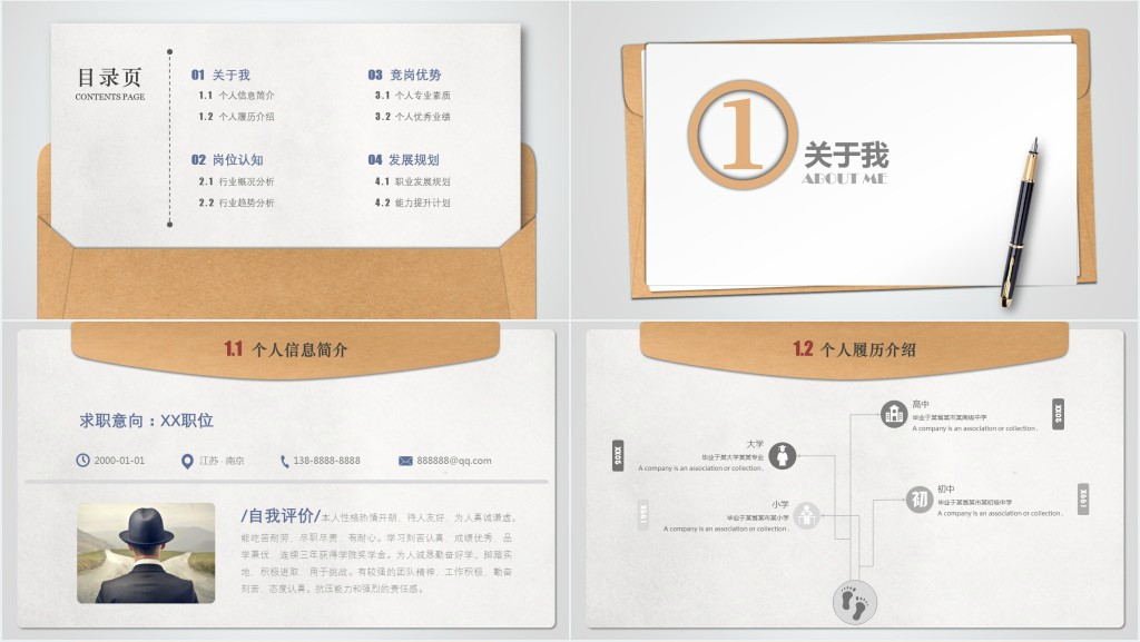 创意信封封面个人简历PPT模板 创意信封封面个人简历PPT模板