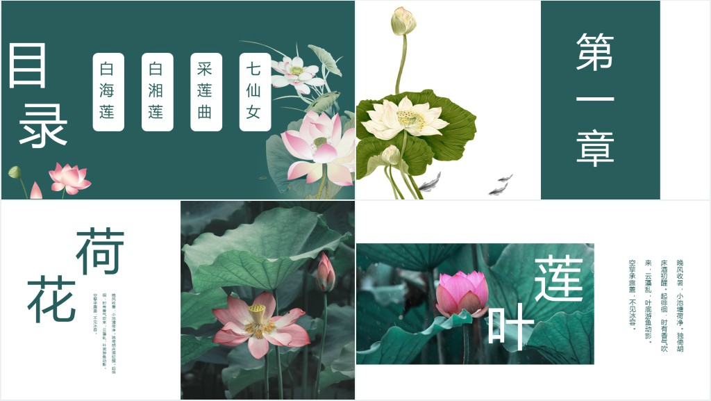 小清新夏荷中国风PPT模板 小清新夏荷中国风PPT模板