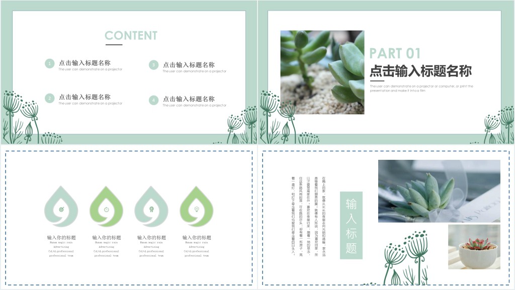 多肉植物生长过程展示PPT模板 多肉植物生长过程展示PPT模板