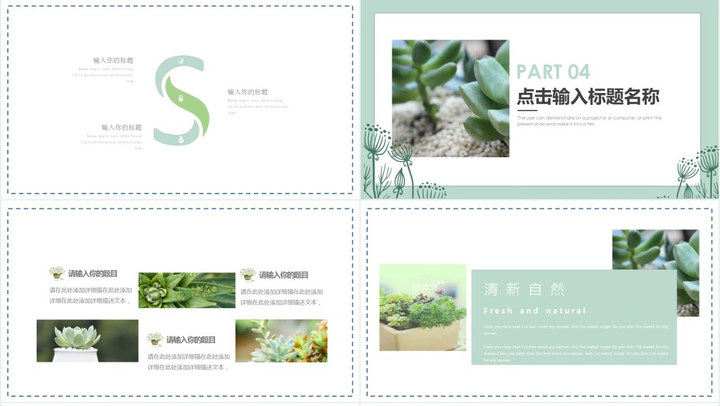 多肉植物生长过程展示PPT模板 多肉植物生长过程展示PPT模板