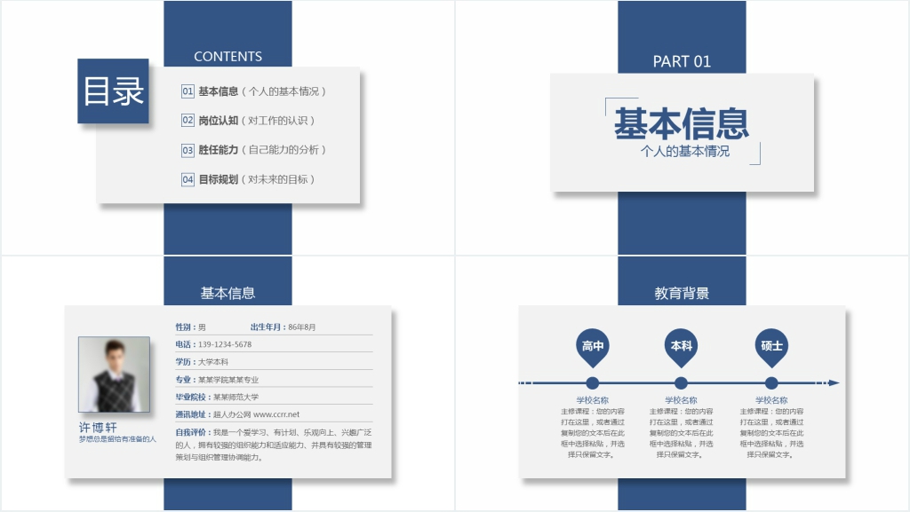 公司内部个人岗位竞聘PPT模板