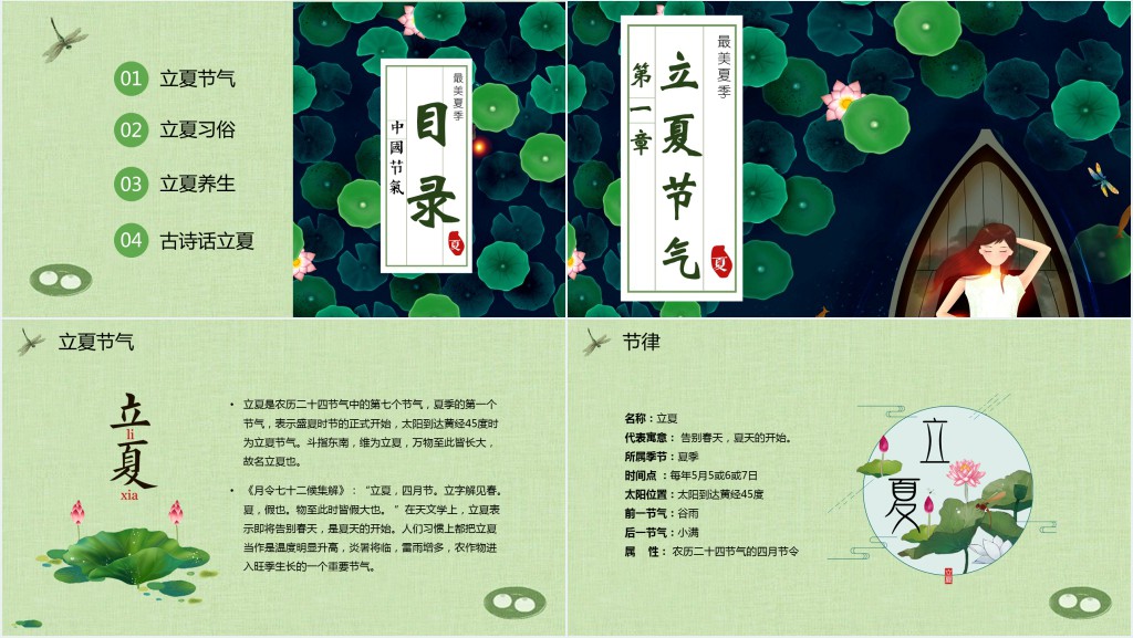 小清新中国节气立夏PPT模板 小清新中国节气立夏PPT模板