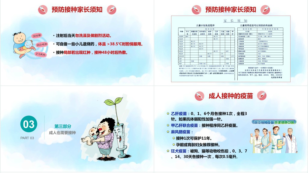 卡通风疫苗接种相关健康知识宣传PPT模板 卡通风疫苗接种相关健康知识宣传PPT模板