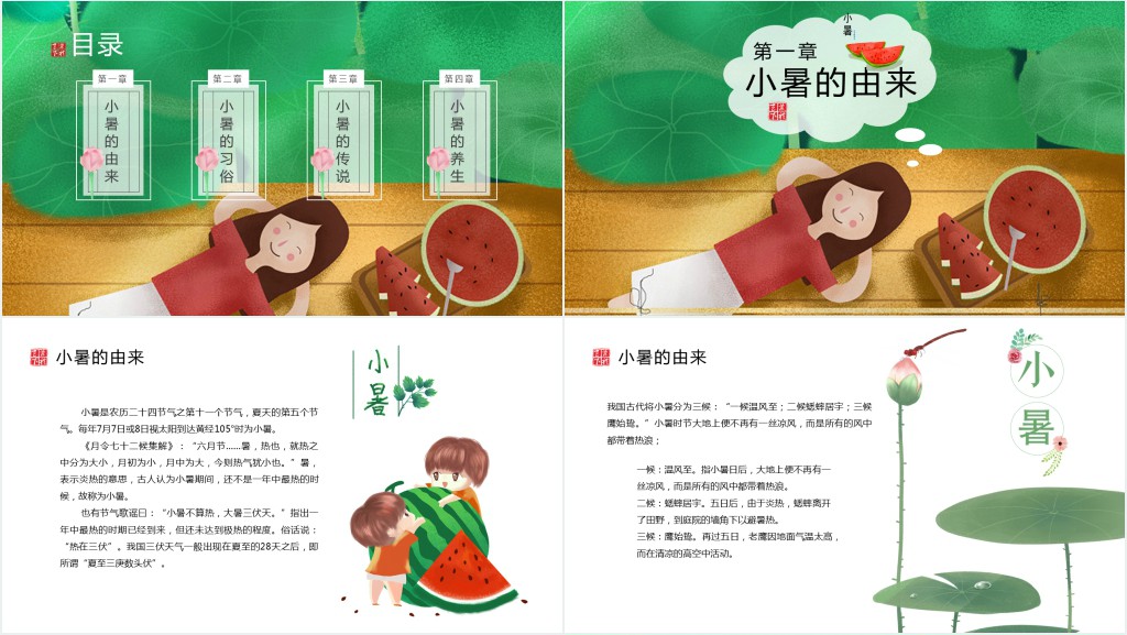小暑节气的由来PPT模板 小暑节气的由来PPT模板